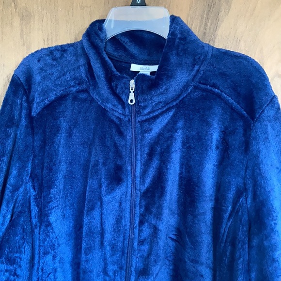 LastCall❌Croft & barrow minky zip front navy blue shirt jacket w pockets size 2X - Picture 7 of 16